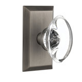 Studio Plate with Oval Clear Crystal Door Knob