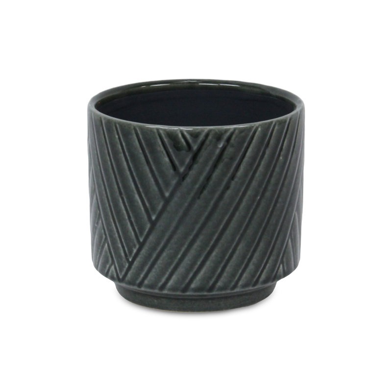 Kettering Handmade Ceramic Pot Planter, 5.25" H x 6" W x 6" D, Dark Gray