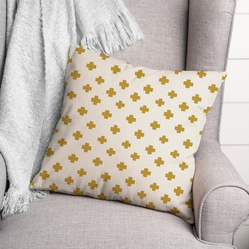 Housse et insert de coussin carré extérieur Swiss Cross 2, 16 po x 16 po, Jaune