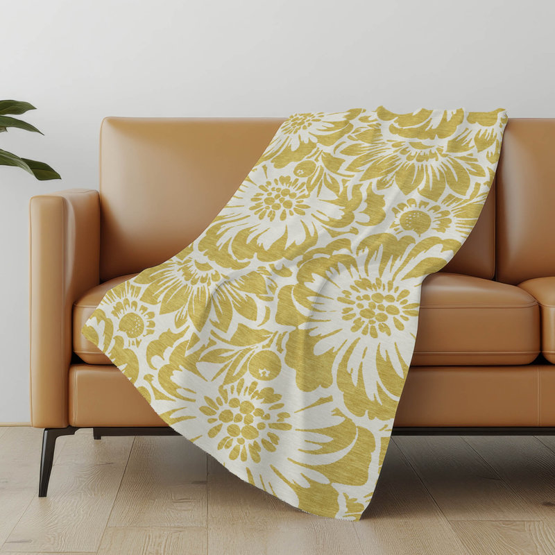 Jeté en sherpa floral Addison, Doré