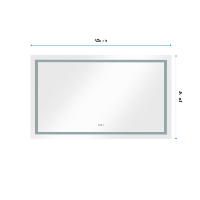 Miroir de salle de bain sans cadre, 36 po x 60 po, gris