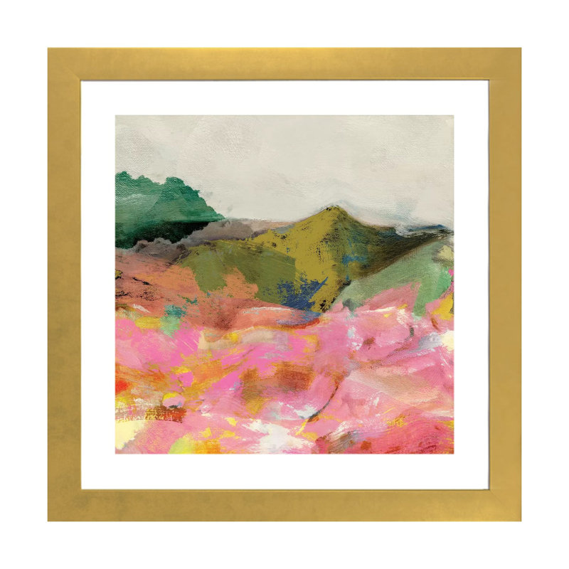«Summer Landscape II» par Ana Rut Bré - impression d'art graphique, Papier encadré doré, Blanc, H 24 po x l 24 po x p 1 po