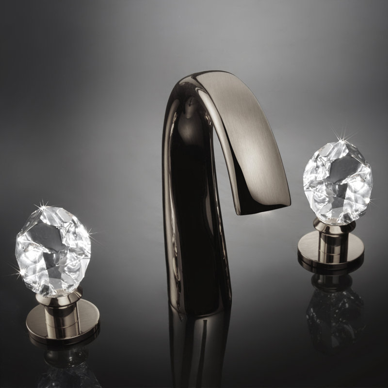 Swarovski Crystal Widespread Bathroom Faucet , Brushed Nickel