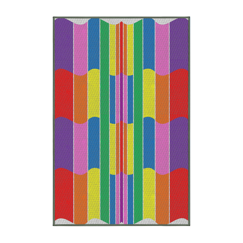 Tapis bleu à motif géométrique Kircher, Rectangle 5 pi x 7 pi