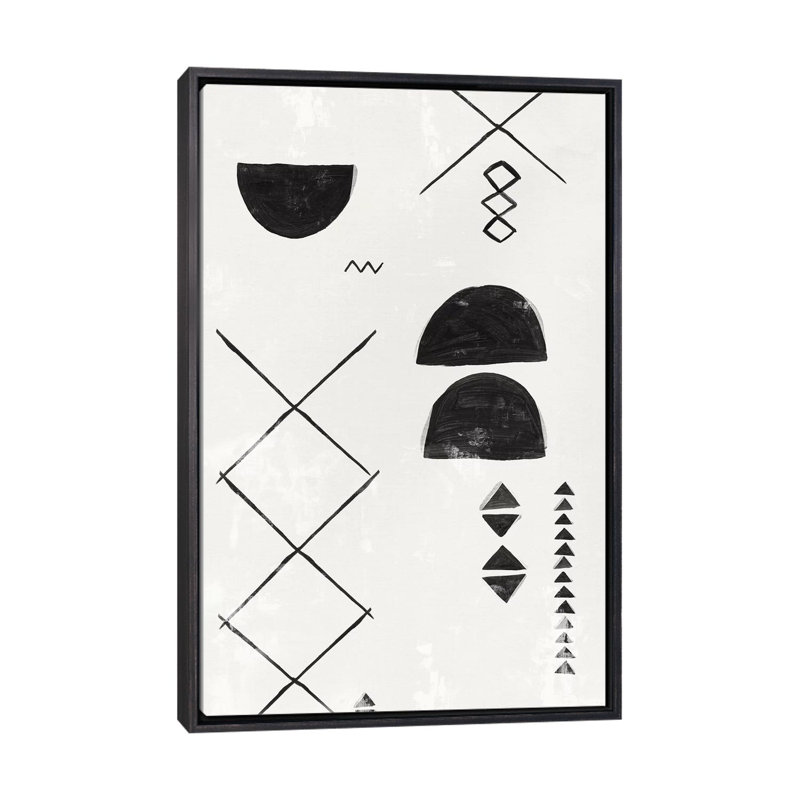 «African Motifs I» par Isabelle Z - reproduction d'art, H 48 po x l 32 po x P 1,5 po, Toile avec cadre noir patiné, Aucun mat