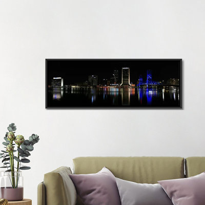 «Jacksonville Panoramic Skyline Cityscape (Night)», reproduction de photo sur toile