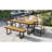 6-Piece Outdoor Dining Set, Acacia Wood, 1 Table With 4 Chairs & 1 Bench For 6-7 Person, Comfortable Cushions On Chairs, Adjustable Feet, For Patio, Garden, Backyard Dining, Beige Cushion-793827903