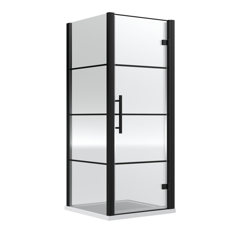 Apex 1950mm H Hinged Semi-Frameless Shower Door with Clear Glass, 195cm H x 31cm W
