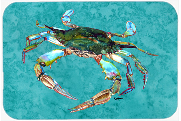 Crab Turquoise Glass Cutting Board