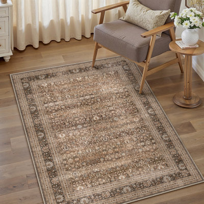Looma Vintage Floral Area Rug with Machine Washable & Non-Slip