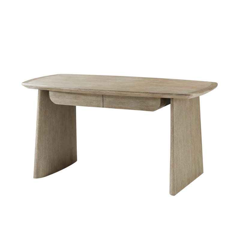 Repose Solid Wood Writing Desk, Gray Oak