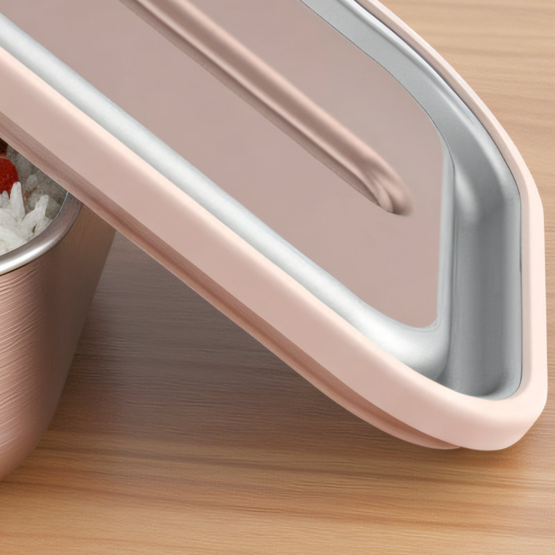 Rose Gold, Japanese-Style Leak-Proof Lunchbox, Microwave-Safe With Removable Divider And Sealing Lid, Odor-Proof, Stain-Resistant, And Sustainable Design.
