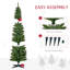 Sapin de Noël artificiel mince 6 pi avec 6 lumières DEL blanc chaud et 390 pointes, pour décoration de Noël, vert