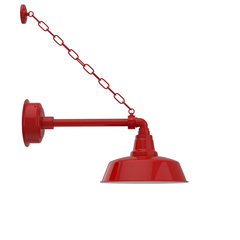 Luminaire de grange d'extérieur à DEL Vandervliet, H 10 po x l 12 po x P 23 po, Rouge cerise