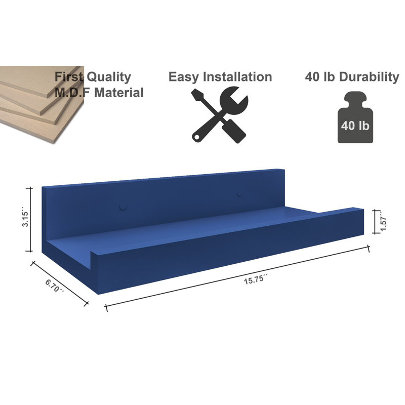 3 Piece Floating Shelf, Blue