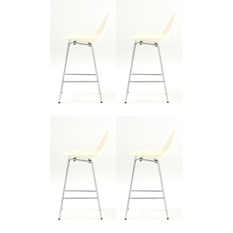 Tabouret de comptoir TA - Noir - Base noire, Chrome chrome, Crème, Tabouret de comptoir (siège d'une hauteur de 25,6