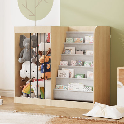 Johnson Kids Bookcase & Toy Storage Organiser – 5-Tier Shelf With Plush Toy Storage, Elastic Rope, Toddler Children’s Bookshelf For Bedroom, Playroom Or Classroom