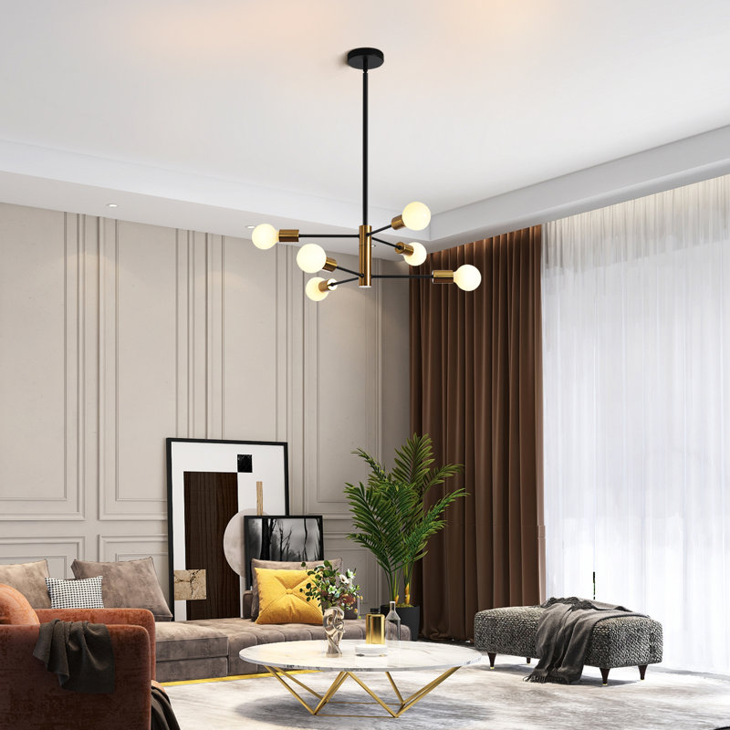 Hartshorne 6-Light Sputnik Chandelier,Mid Century Modern Industrial Adjustable Pendant Light