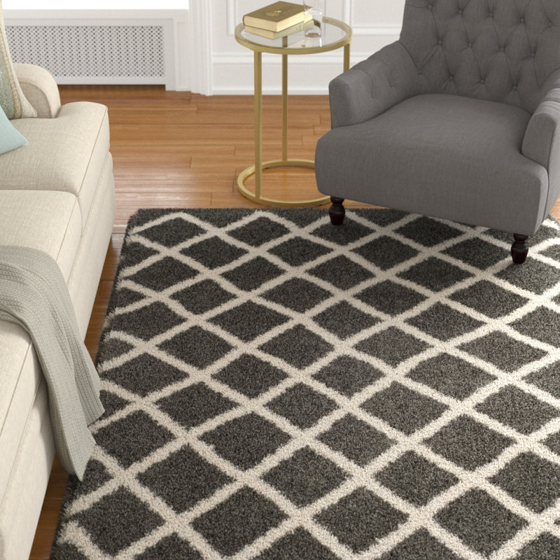 Tapis gris foncé / ivoire Skyleen, Rectangle 5 pi 1 po x 7 pi 6 po