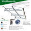 Auvent carré 200 x 86 cm - Polycarbonate et aluminium robuste, résistant à la chaleur, pour jardin et extérieur, avec supports de protection.