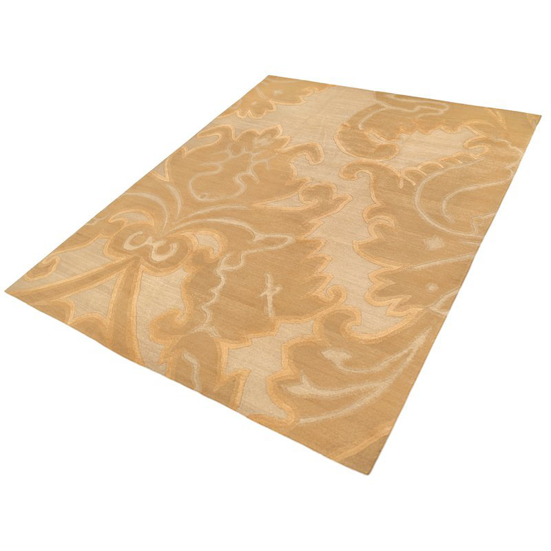 Implied Damask Area Rug in Beige/Gold/Neutral, Rectangle 3' x 5'