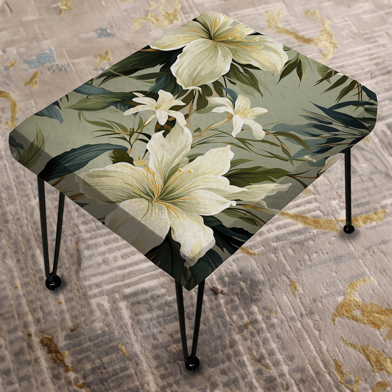Neutral Zen Tropical Pattern - Tropical Rectangle Ottoman