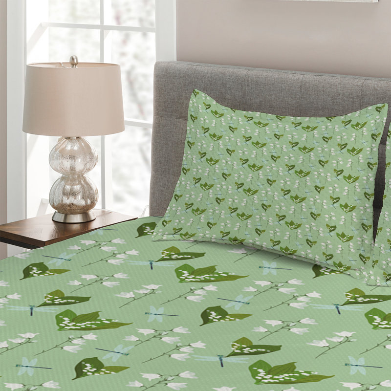 Flower Polyester Floral Coverlet, King Bedspread + 2 Shams
