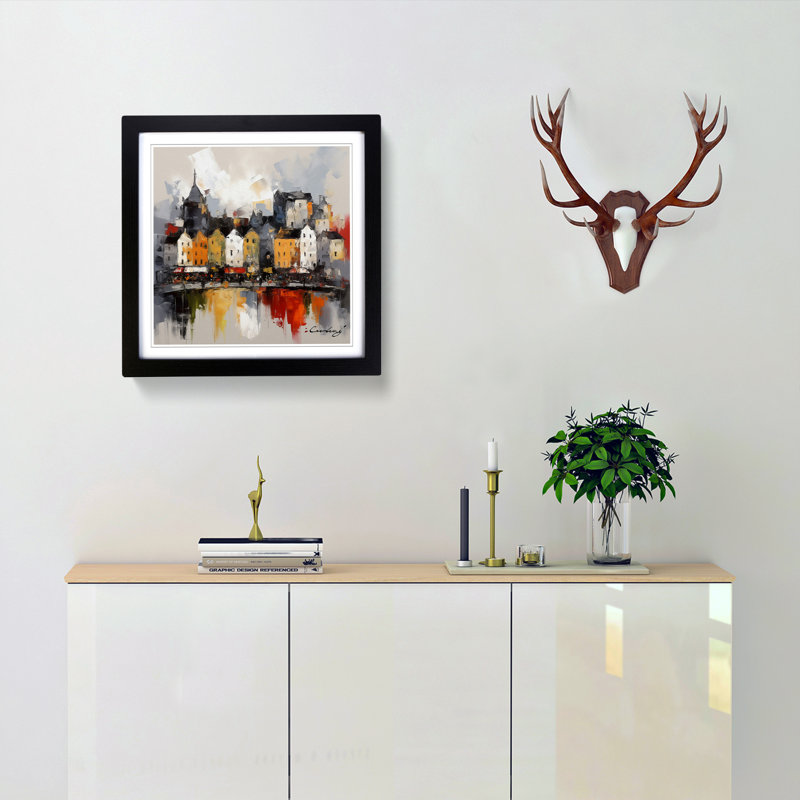 City Of Galway Gestural Art No.2 - Framed Print, Black