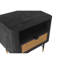 Modern Nightstand With Storage, Black Acacia Wood & Rattan For Home