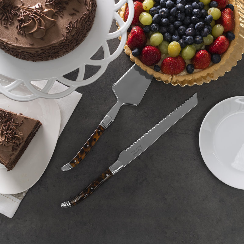French Home Connoisseur Laguiole 2-Piece Cake And Pie Server Set With Tortoise Shell Handles