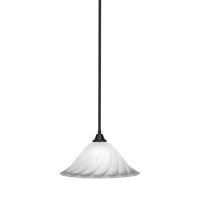 Mini-luminaire suspendu à tige, Noir mat, Blanc / gris foncé