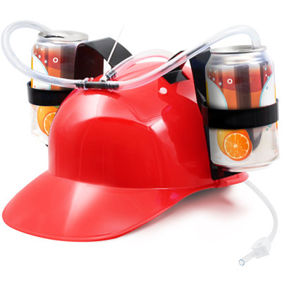 rinking Helmet - Can Holder Drinker Hat Cap with Straw for Beer and Soda - Party Fun