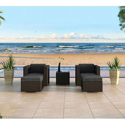 Suffern 5 Piece Sunbrella Seating Group Set with Cushions -  Wade Logan®, 547FD686A5F7436392A8F1D2F8BEEBFA