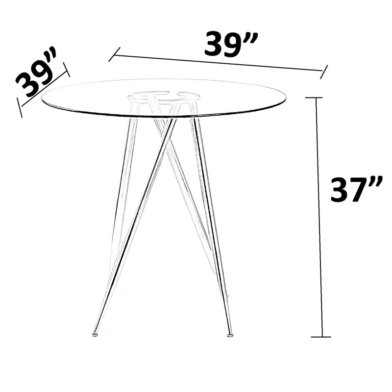 Cavanagh Round Glass Top Metal Base Dining Table
