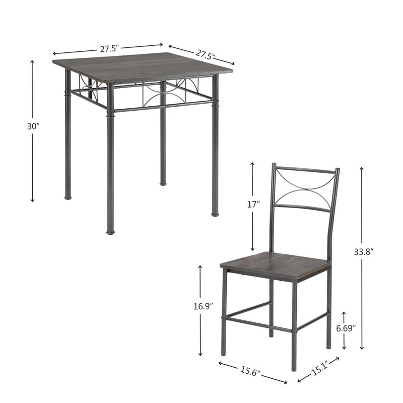 Ensemble 3 pièces de table et chaises