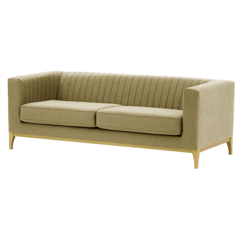 Bomia 3 Seater Sofa, Beige Polyester, Gold, 72cm x 201cm W x 83cm D