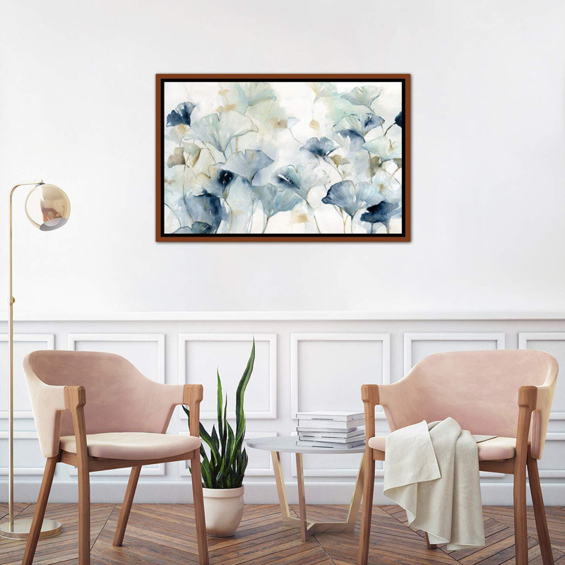 «Glorious Gingko» par Carol Robinson, reproduction d'art, H 24 po x l 32 po, Impression encadrée, Bois classique