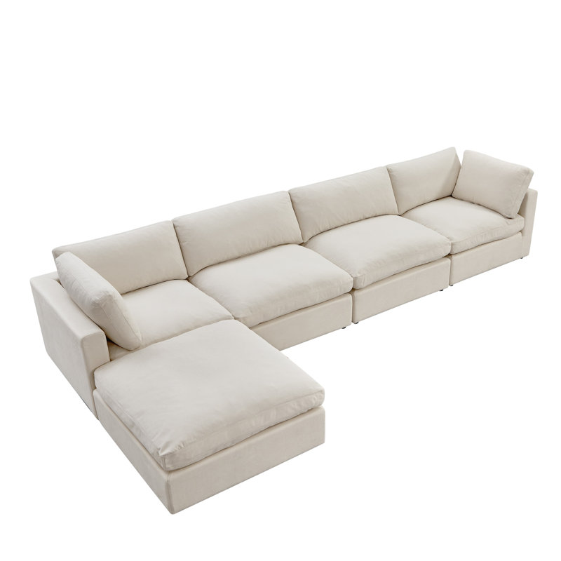 Méridienne modulaire en lin Shabby Elegance Judith