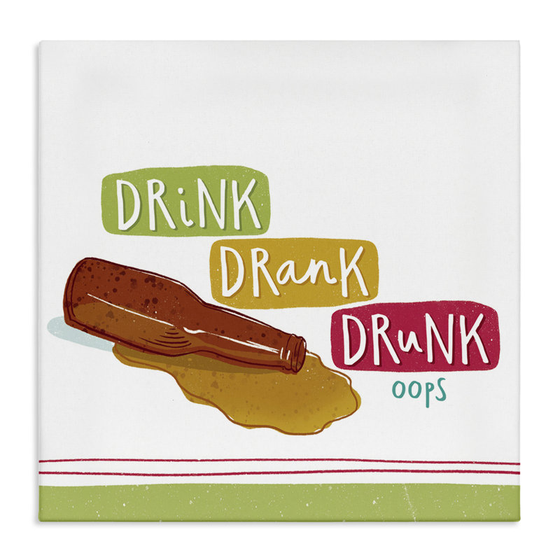 «Drink Drank Drunk», art mural sur toile par Courtney Morgenstern, H 17 po x l 17 po
