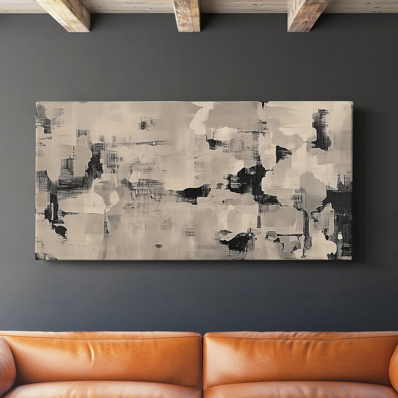 Série abstraite-XXXIV- Toile tendue avec châssis - Prêt à accrocher, H 16 po x l 32 po