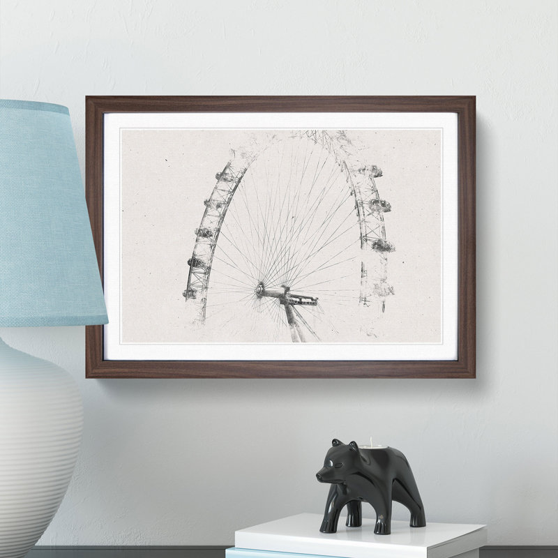 The London Eye London - Picture Frame Painting Print, Walnut Framed, 24cm H x 33cm W x 2cm D