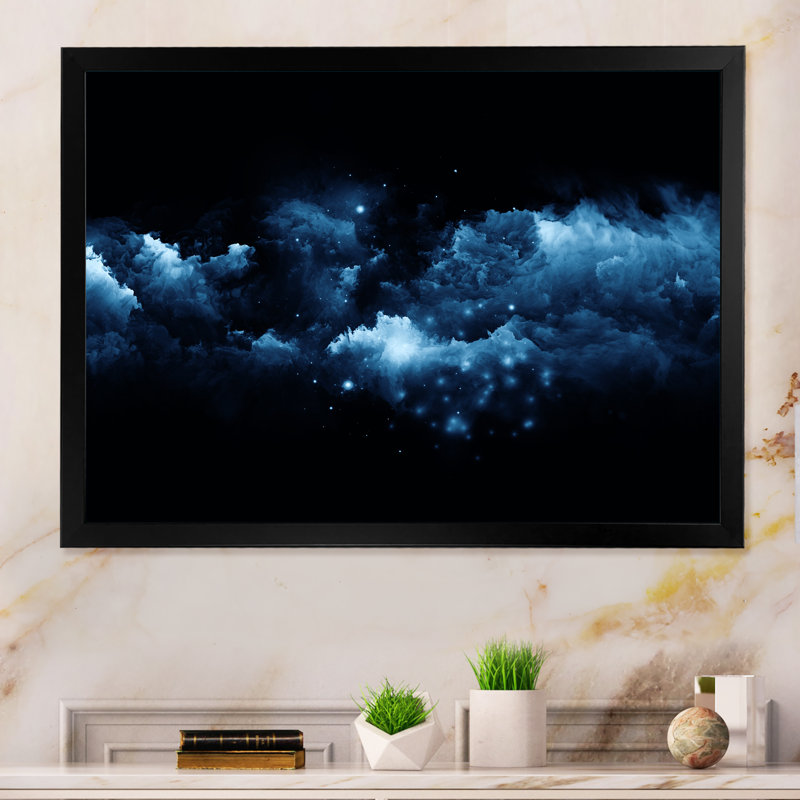 «Blue Element Fractal Clouds», reproduction de cadre photo sur toile, Cadre noir, H 8 po x l 12 po x P 1 po