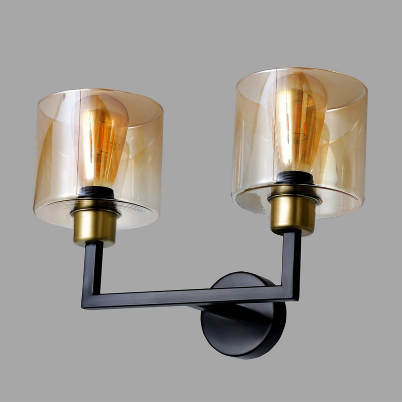 Lampe murale moderne moderne, corps en métal avec capuchon en verre, 13,8 x 7,9 x 10,2 pouces | Douille E27, 40 W maximum | Peinture électrostatique séchée au four | Conception scandinave glamour pour la décoration intérieure, solution d'éclairage élégante