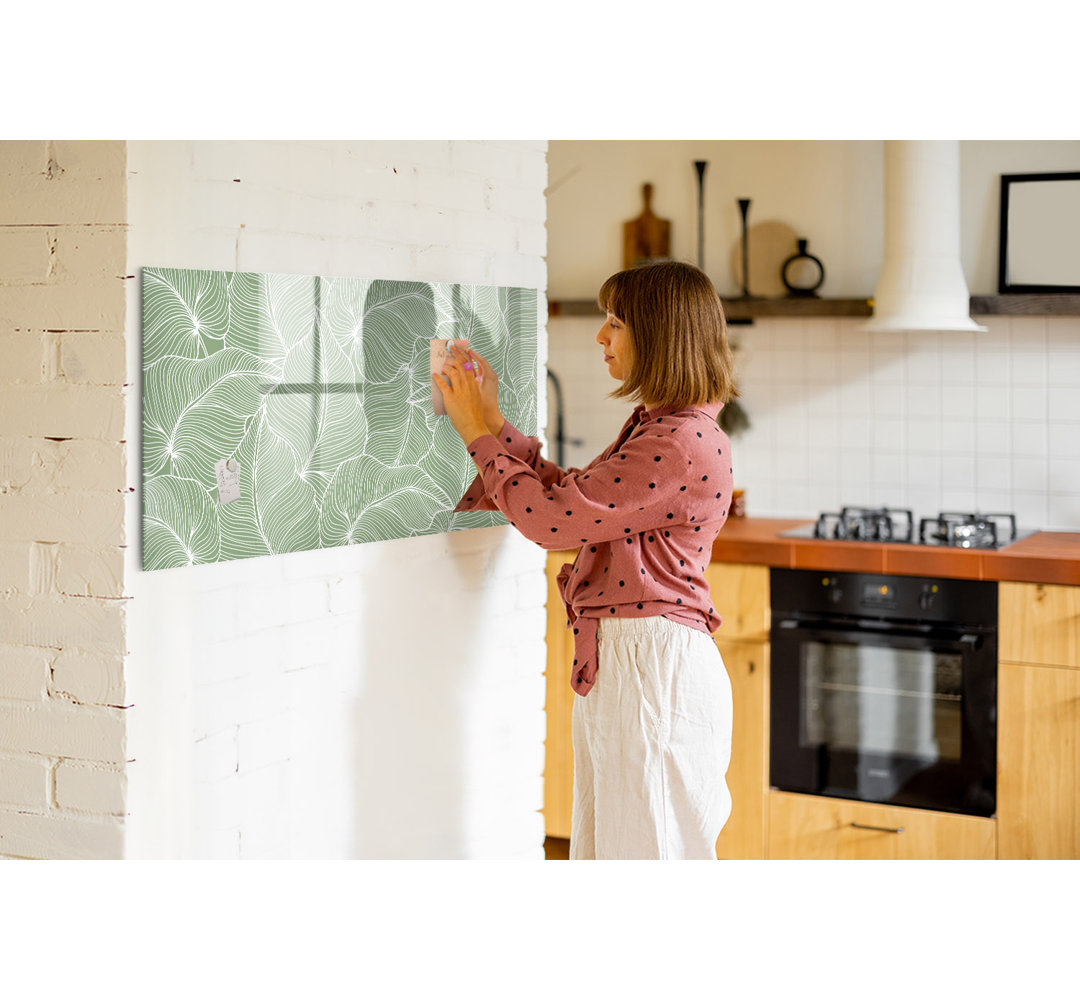 Magnetic Memo Board Whiteboard - 120 x 60 cm - With Marker and Magnets - Pattern leaves