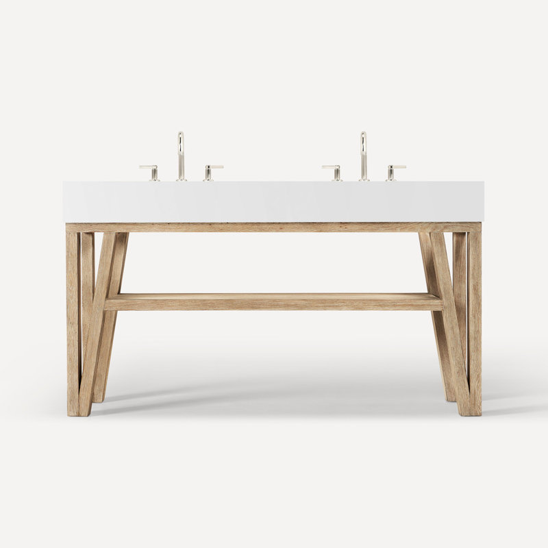 Bodo Vanity, 59.63" x 28.13" x 22.75", Light Burnt Oak, No Vanity Top,  Light Burnt Oak