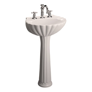 Lavabo de salle de bain sur pied en porcelaine vitrifiée avec trop-plein 27,12 po Bali