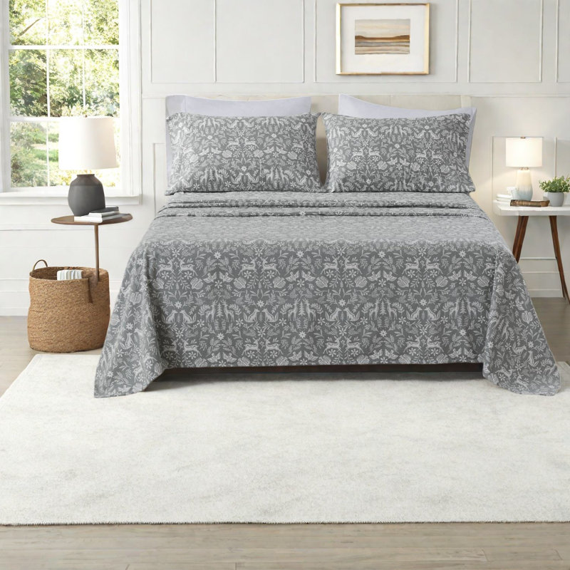 Premium Cotton Flannel Bedding Sets, King Size Warm Sage Design