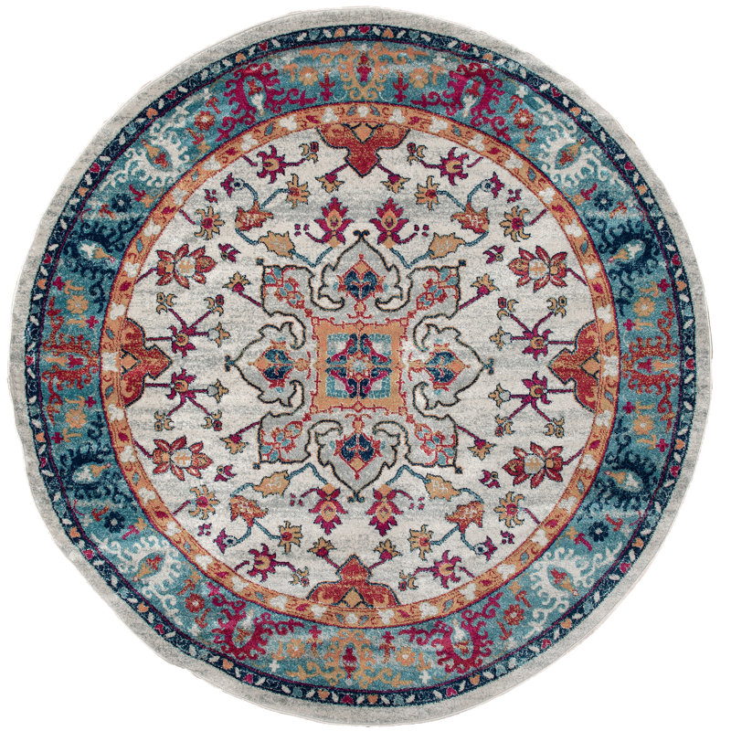 Tapis oriental bleu / brun Yannick, Rond 7 pi 10 po