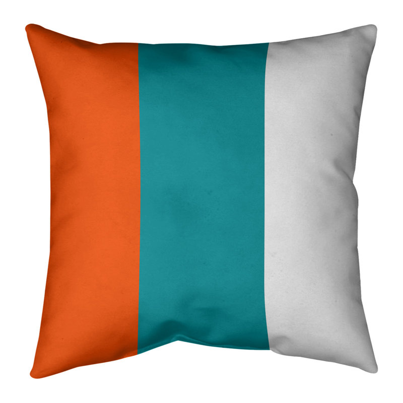 Coussin décoratif d'intérieur/d'extérieur, 20 po x 20 po, Orange / turquoise / blanc