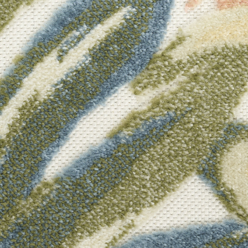 Clemencio 2'8" x 4' Ivory Green Modern Rug, Rectangle 2'8" x 4'